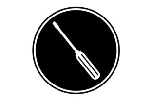 Download Screwdriver Icon on Black Circle - Vector - Premium Resources