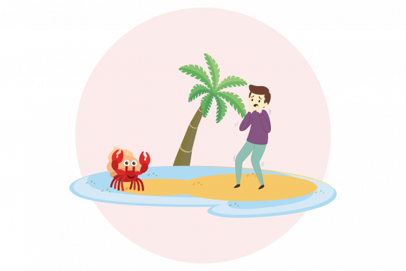 Download Summer Man Frightened by a Hermit Crab - Premium Resources