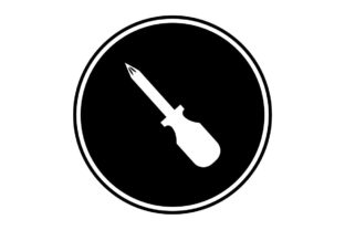Download Screwdriver Monochrome Icon on Black Circle - Vector - Premium Bundle