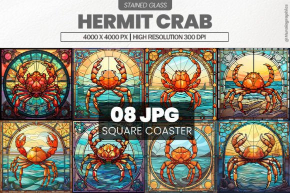 Download Hermit Crab Stained Glass Square Coaster - Premium Resources