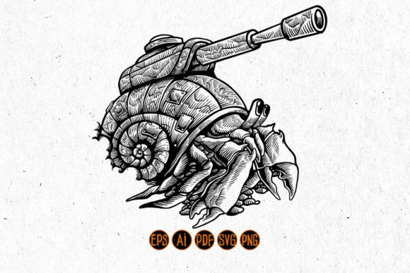 Download Handdrawn Hermit Crab Silhouette Clipart - Premium Bundle